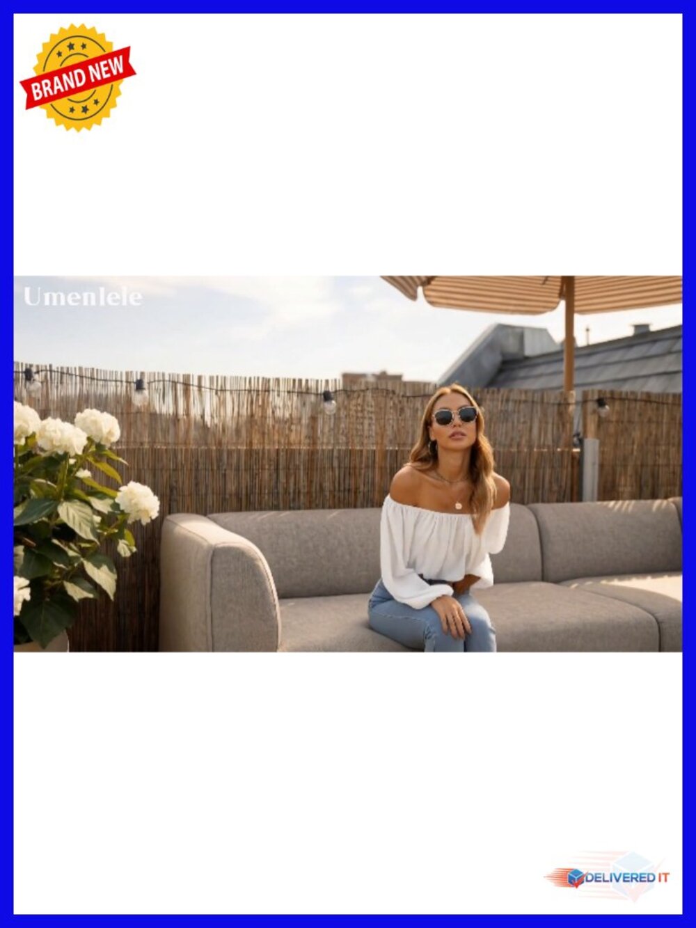 Off Shoulder Crop Top Ruched Puff Long Sleeve Blouse - Picture 6 of 6
